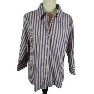 Pendleton Women's XL Button Collared Shirt 3/4 Sleeves Striped Lightweight